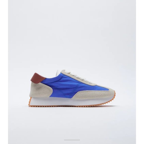 Zara contrasting soft  blue sneakers New - Picture 3 of 7